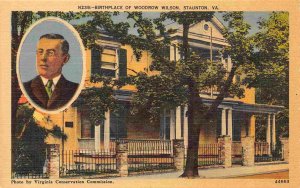 President Woodrow Wilson Birthplace Staunton Virginia linen postcard