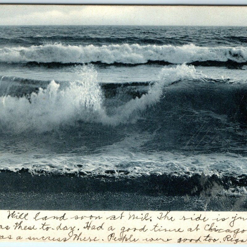 1907 UDB Marine Series Waves Adolph Selige Collotype Photo Postcard St Louis A35