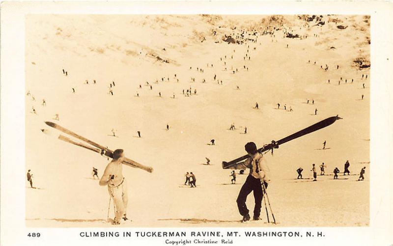 MT. Washington NH Skiing Tuckerman Ravine Real Photo RPPC Postcard