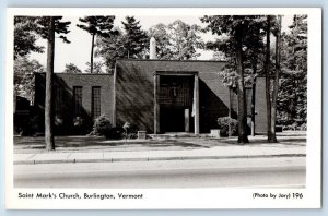 Burlington Vermont VT Postcard RPPC Photo St. Mark's Church c1930's Vintage