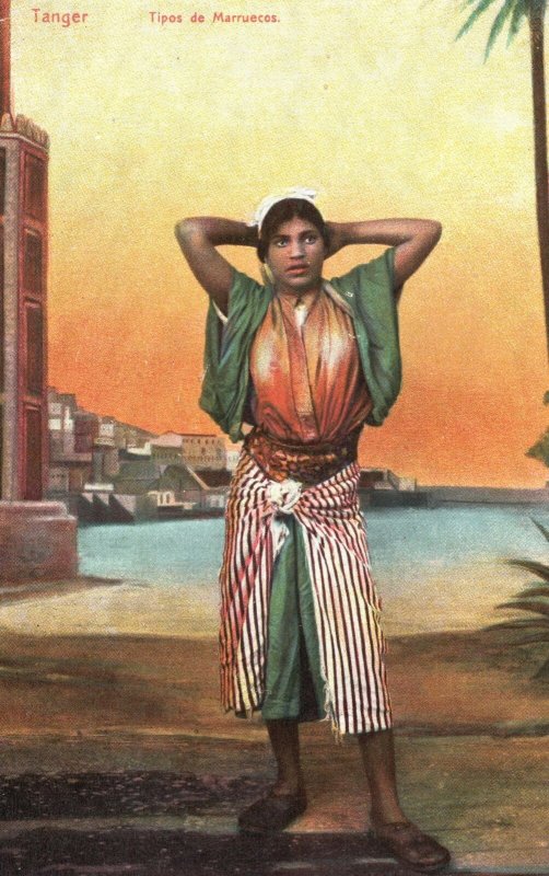 c1910 Tipos de Marruecos Tanger Types of Morroco Girl Vintage Postcard