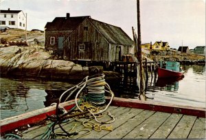 CONTINENTAL SIZE POSTCARD FISHERMAN'S WHARF AT PEGGY'S COVE NOVA SCOTIA CANADA