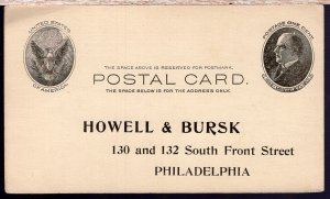 Howell & Bursk Wholesale Groceries, Philadelphia PA On WM McKinley Postal Card 