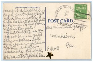 1948 Greetings From Maine ME Banner Large Letter Antique Vintage Posted Postcard 