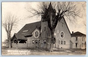 Indianola Iowa IA Postcard RPPC Photo Baptist Church Exterior View Vintage