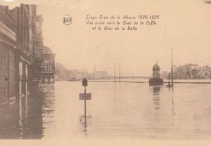 Liege Crue De La Meuse 1925 Quai De La Batte Belgium Floods Disaster Postcard