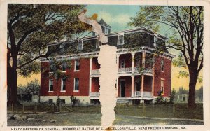 Fredericksburg-Headquarters General Hooker-Battle Chancellorsville-postcard NOTE
