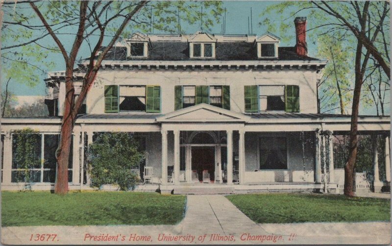 Postcard President's Home University Illinois Champaign IL