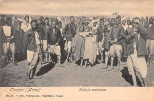 Tanger Morocco view of large group Moroccan natives antique pc Z17464