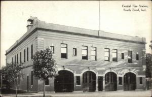 South Bend IN central Fire Station c1915 Postcard