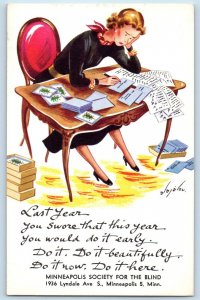 Woman Postcard The Christmas Card Lady Minneapolis Society For The Blind