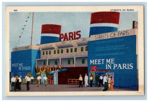 1933 Street of Paris, Meet Me in Paris Steamship Chicago IL Unposted Postcard