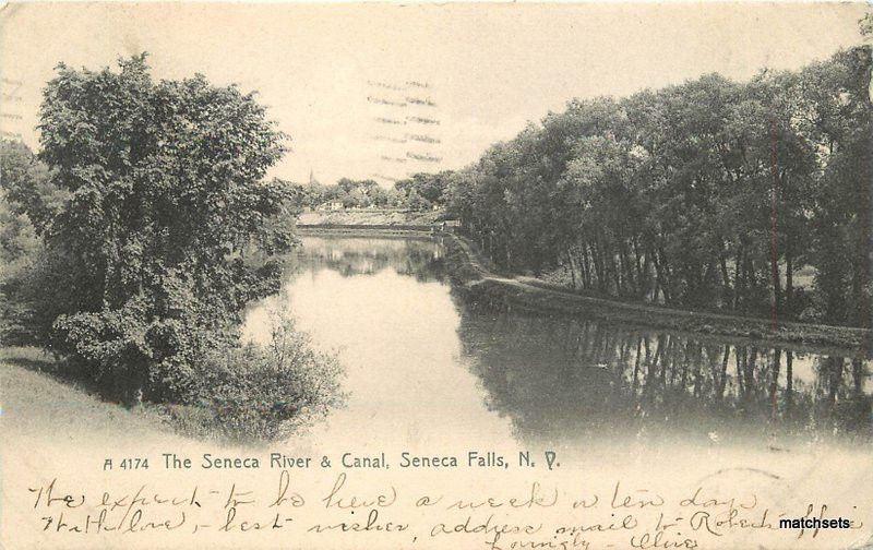 1907 Seneca Falls New York River Canal Rotograph undivided postcard 7394 