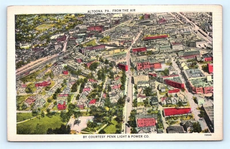 Postcard PA Altoona View of Altoona from the Air Penn Light & Power Co. I14