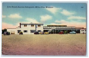 c1930's Live Stock Auction Salesyards Miles City Montana MT Vintage Postcard