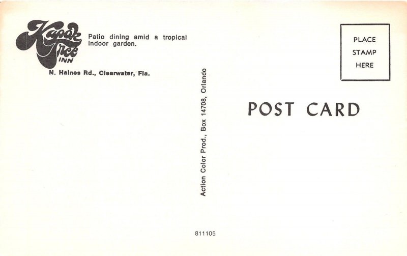 Clearwater Florida~Kapok Inn~Patio Dining @ Indoor Dining~1950s Postcard