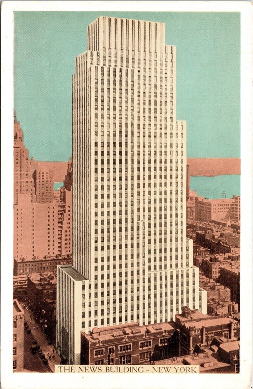 News Building New York NY Postcard Skyscraper Lumitone Postcard  