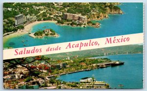 Guerrero Mexico Postcard Panoramic View Greetings from Acapulco c1950's