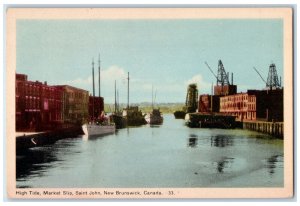 1951 High Tide Market Slip Saint John New Brunswick Canada Vintage Postcard 