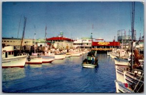 San Francisco California 1955 Postcard Fisherman's Wharf Boats Restaurant