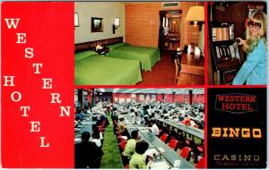LAS VEGAS, NV Nevada  WESTERN HOTEL & CASINO  9th & Fremont c1960s   Postcard