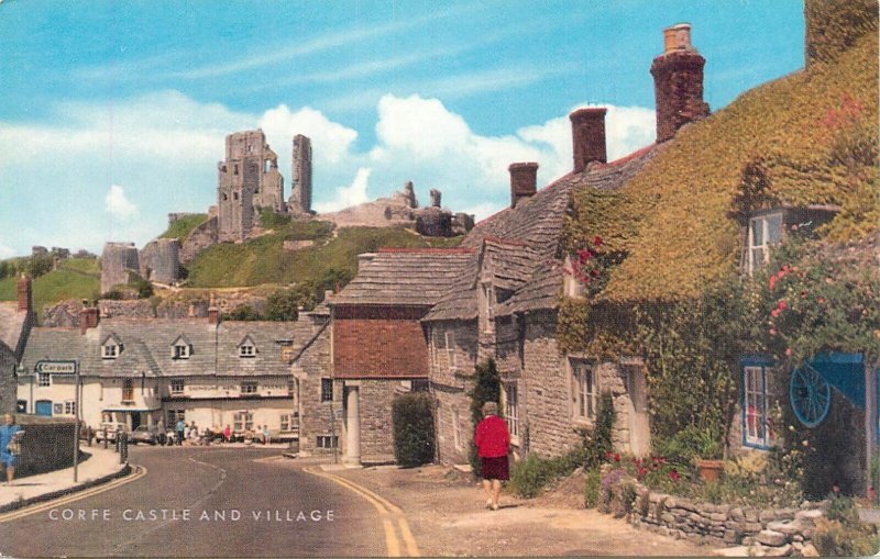 UK England Corfe Castle ruins and village