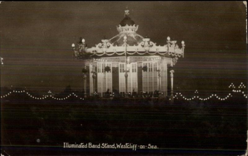 Westcliff on Sea UK Illuminated Band Stand c1910 Real Photo Postcard