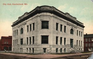 Vintage Postcard City Hall Government Office Building Cumberland Maryland MD