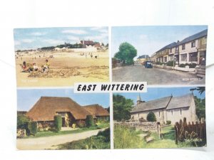 East Wittering Sussex Vintage MV Postcard High St Church Barn Sands 1960