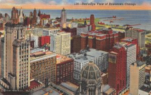 Chicago Illinois 1940s Postcard Aerial View Of Downtown