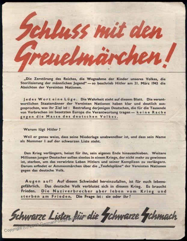 Anti-Nazi After Hitlers Fall Allied Propaganda Feldpost Leaflet 82650