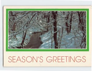 Postcard Season's Greetings with River Trees Snow Scenery