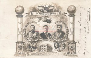 President Teddy Roosevelt, RPPC, Czar Nicolas & Emperor Mikado, Portsmouth NH