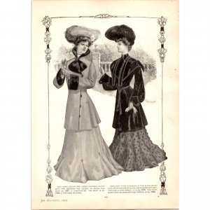 1903 Edwardian Era Ladies Fashion Original Vintage Paper Print