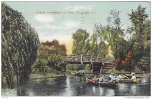 Boating, Scene Washington Park, Chicago, Illinois, PU-1908