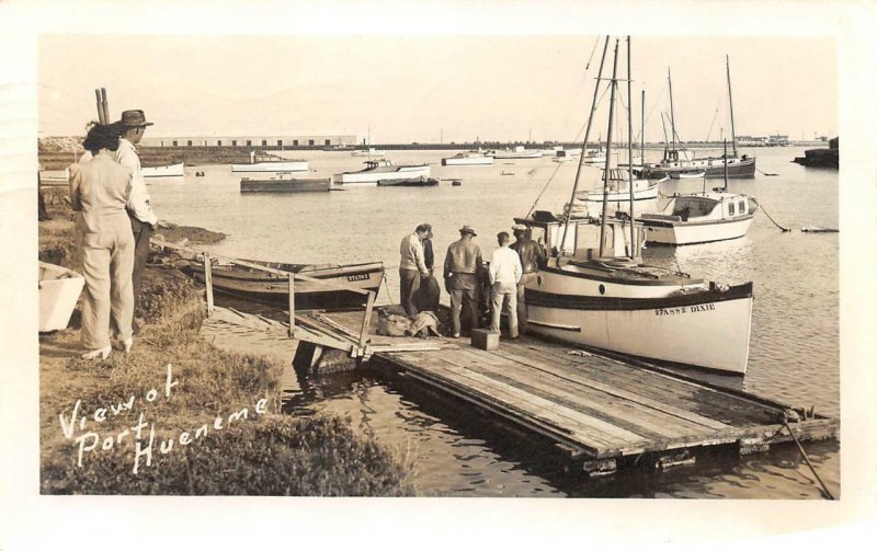 RPPC View of Port Hueneme, CA Ventura County Boat Dock 1948 Vintage Postcard