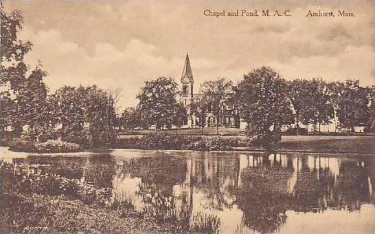 Massachusetts Amhurst Chapel And pond M.A.C. Albertype