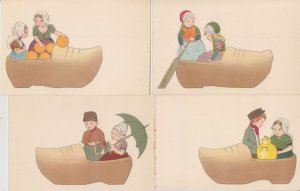 DUTCH FOLKLORE CHILDREN in Wooden Shoe 6 cards 100X Total 600 Cards (L5665)