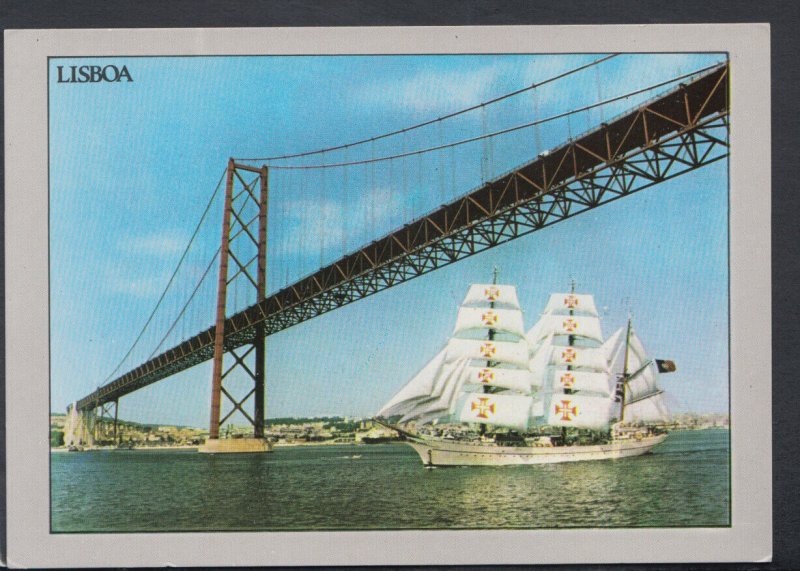 Shipping Postcard - Sailing Ship - Lisbon, Portugal - Ponte Sobre o Tejo T5473