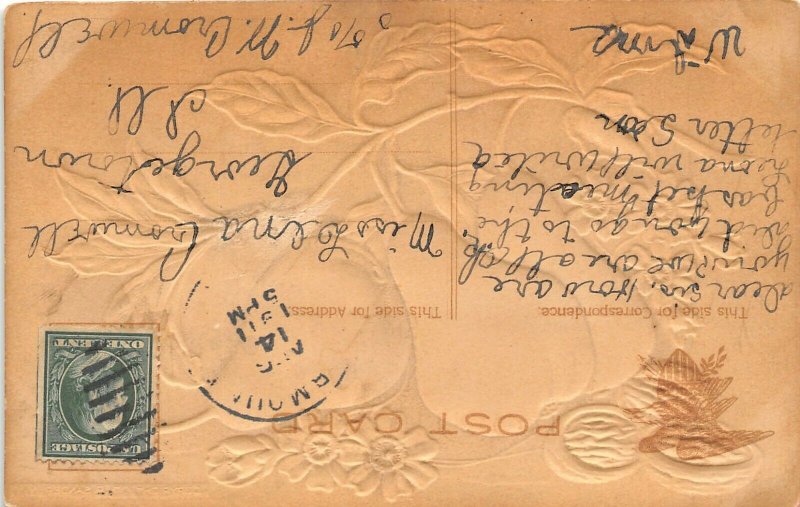 F47/ Fithian Illinois Postcard 1911 Greetings from Fithian Glitter