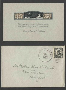 DATED 1923 XMAS GREETING EMB GOLD & SILVER W/ENV