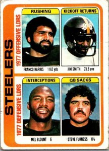 1978 Topps Football Card '77 Team Leaders Harris Smith Blount Steelers s...