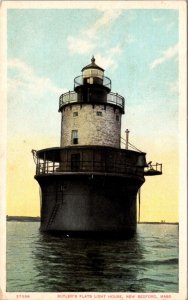 Postcard Butler's Flats Light House in New Bedford, Massachusetts