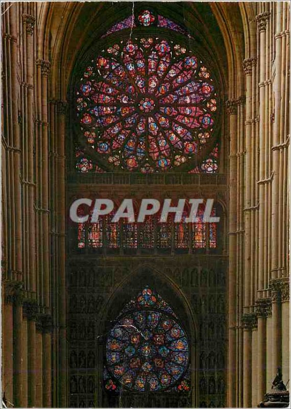 'Modern Postcard ''Cathedral of Reims Both the Grand Portal Roses'