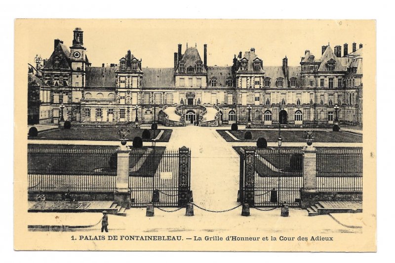 France Palais Fontainebleau Grid of Honor Court of Farewells Vintage Postcard