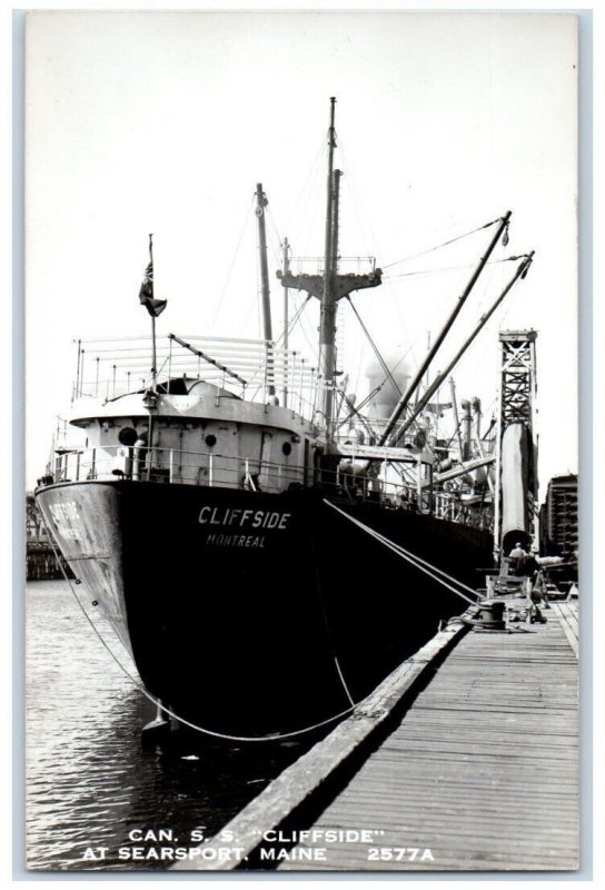 c1950's Canada Steamship Cliffside Dock View At Searsport ME RPPC Photo Postcard