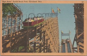 Postcard Roller Coaster Euclid Beach Park Cleveland OH Ohio