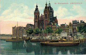 Netherlands Sint Nicolaaskerk Amsterdam Vintage Postcard 08.30