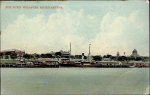 Rockhampton Australia Town Wharves c1910 Vintage Gel Postcard