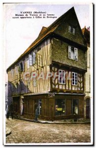 Old Postcard Vannes House in Vannes and his Wife that belonged to Gilles de B...